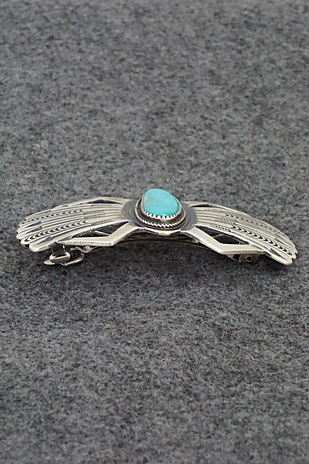 Turquoise & Sterling Silver Hair Barrette - Martha Cayatineto