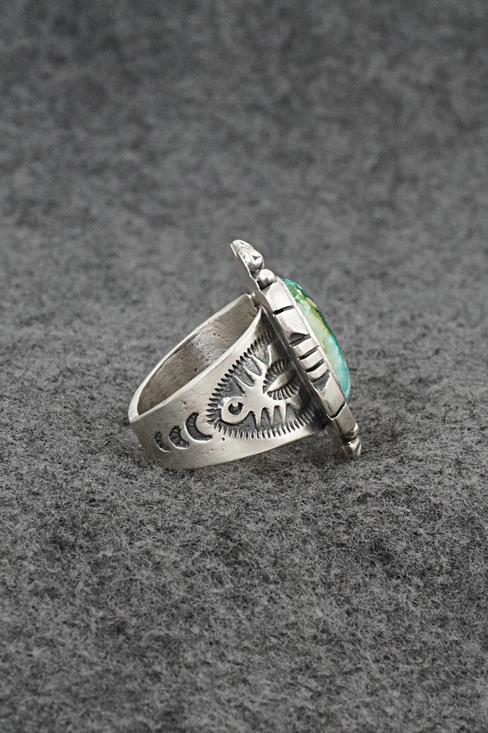 Turquoise & Sterling Silver Ring - Samuel Yellowhair - Size 7.5