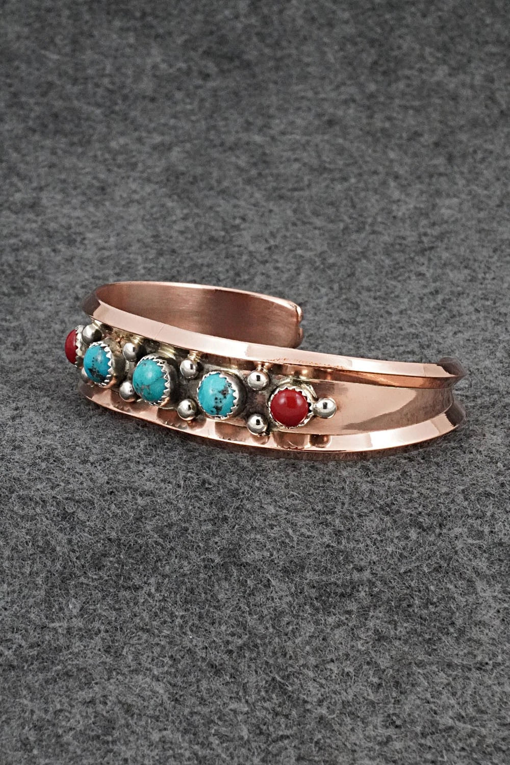 Turquoise, Coral & Copper Bracelet - Paul Largo