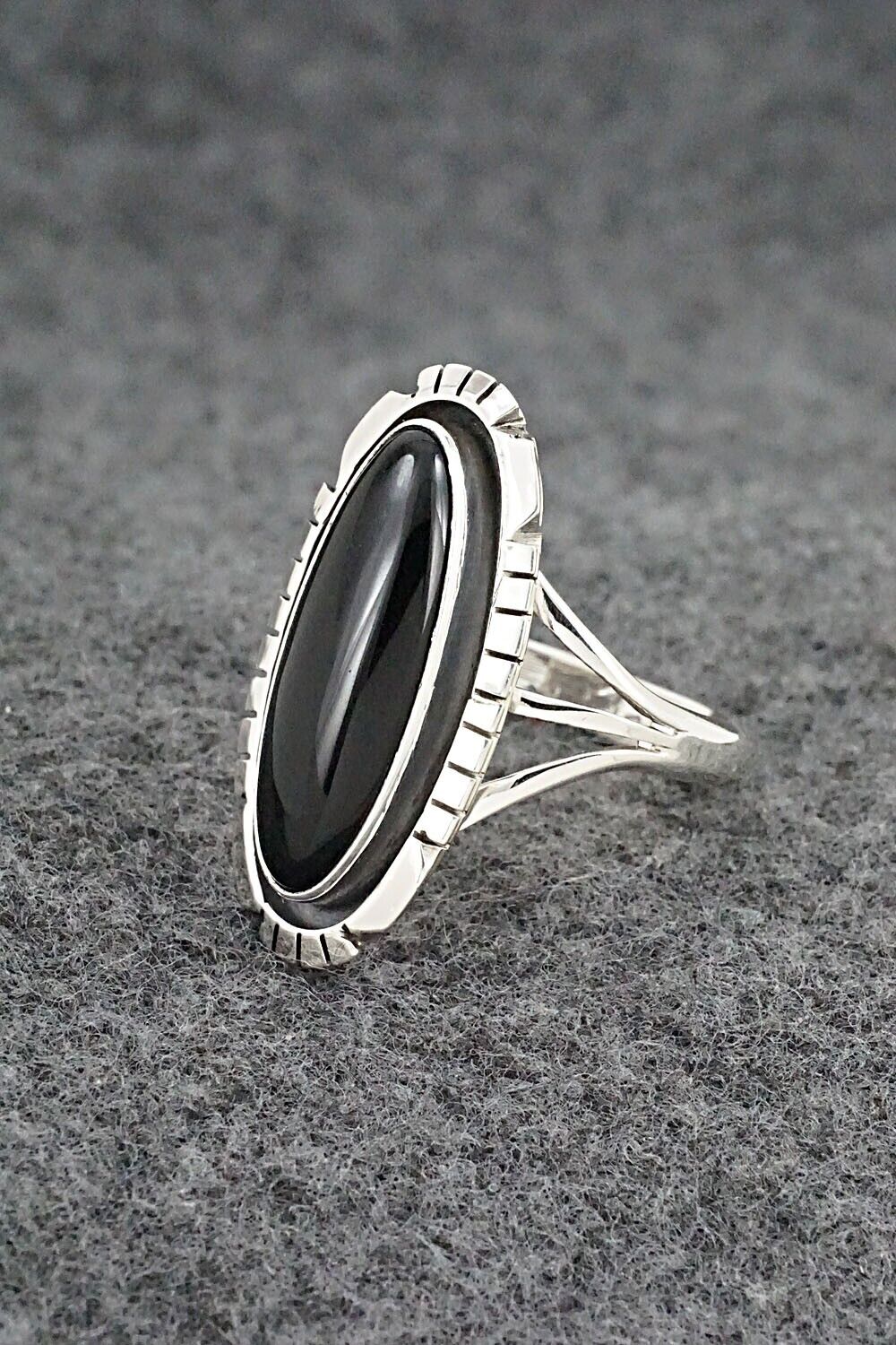 Onyx & Sterling Silver Ring - Amos Begay - Size 8.25