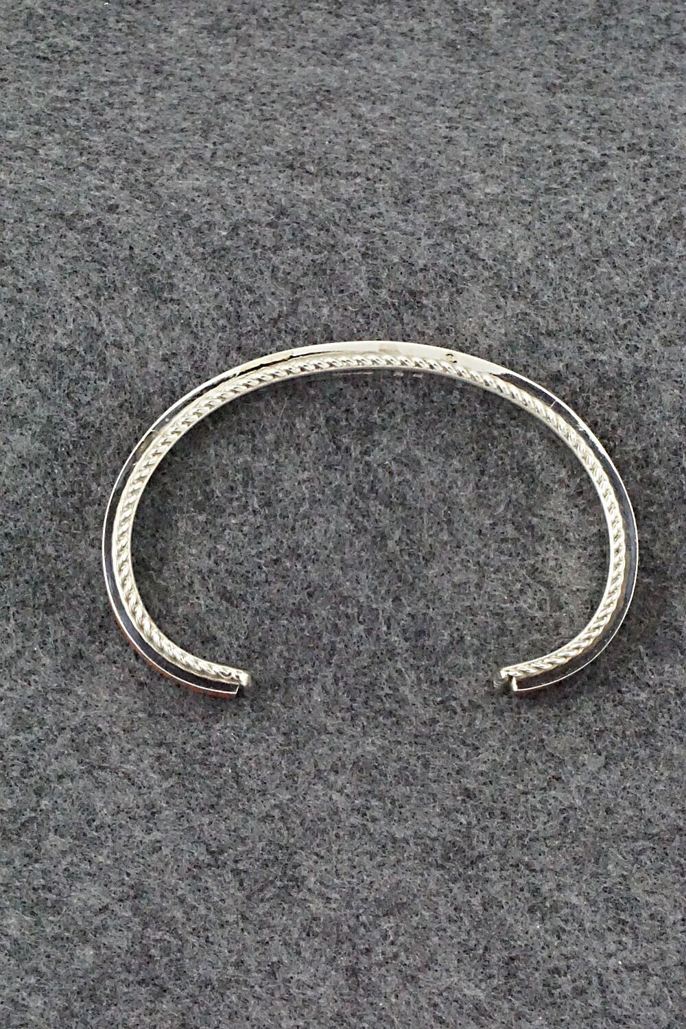 Spiny Oyster & Sterling Silver Inlay Bracelet - Ricky Booqua