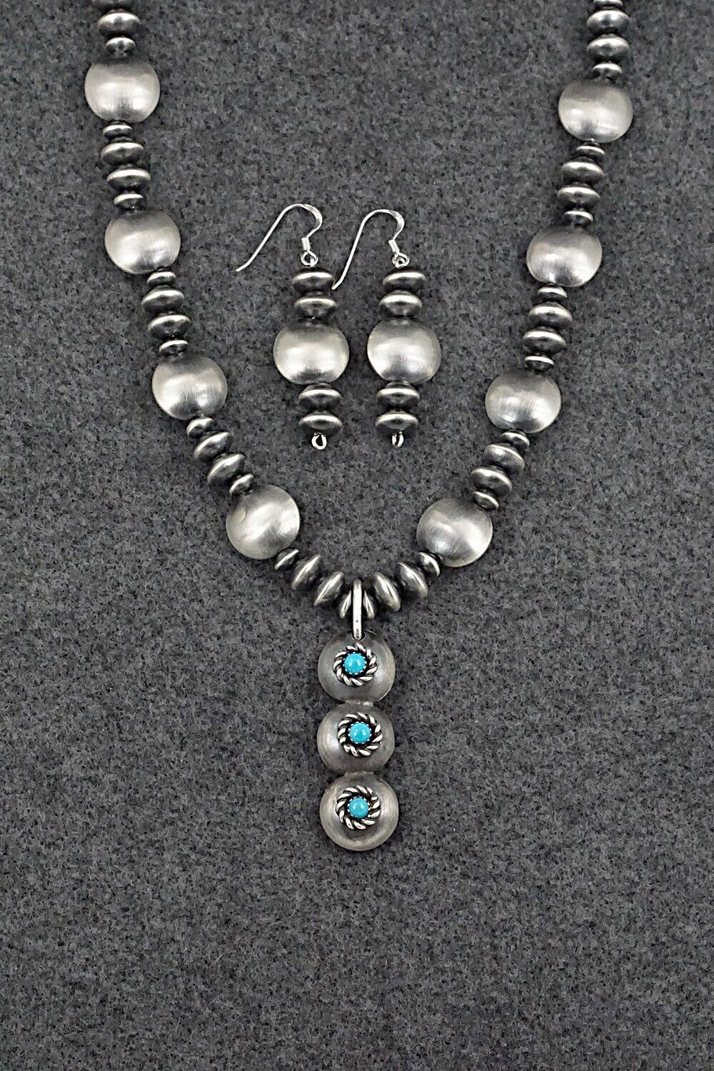 Turquoise & Navajo Pearl Sterling Silver Necklace Set - Preston Haley