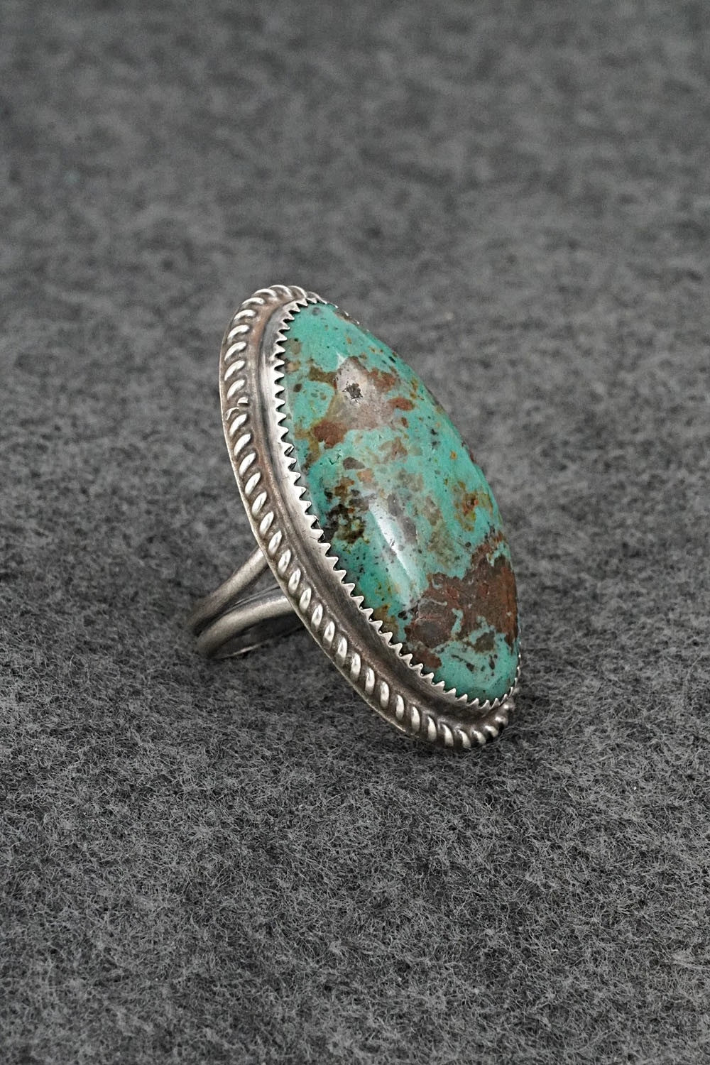 Turquoise & Sterling Silver Ring - Leslie Nez - Size 7.5