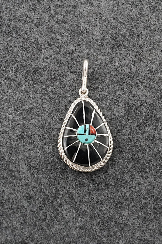 Multi-Stone & Sterling Silver Inlay Pendant - Ola Eriacho