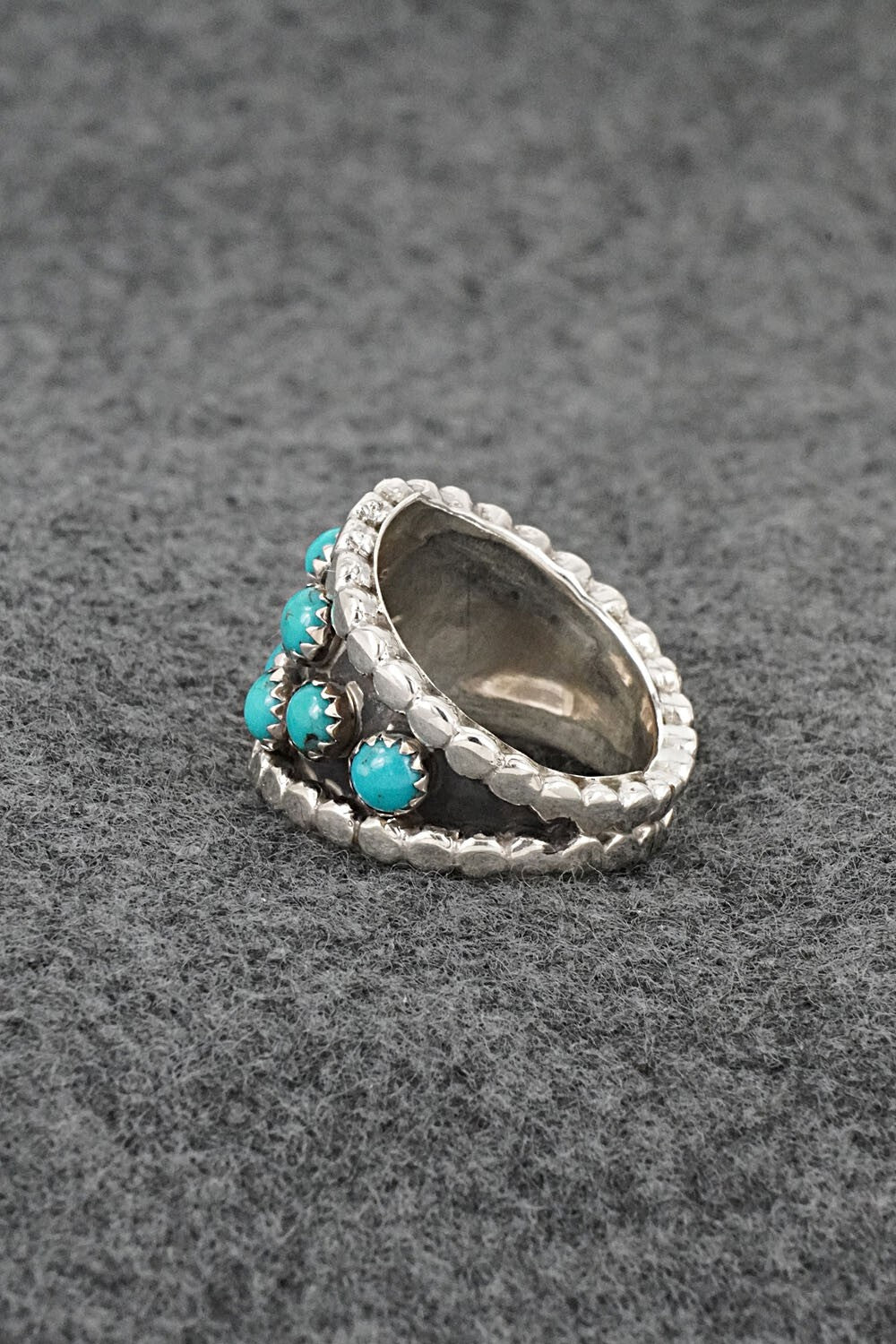 Turquoise & Sterling Silver Ring - Kenny Lonjose - Size 6.75