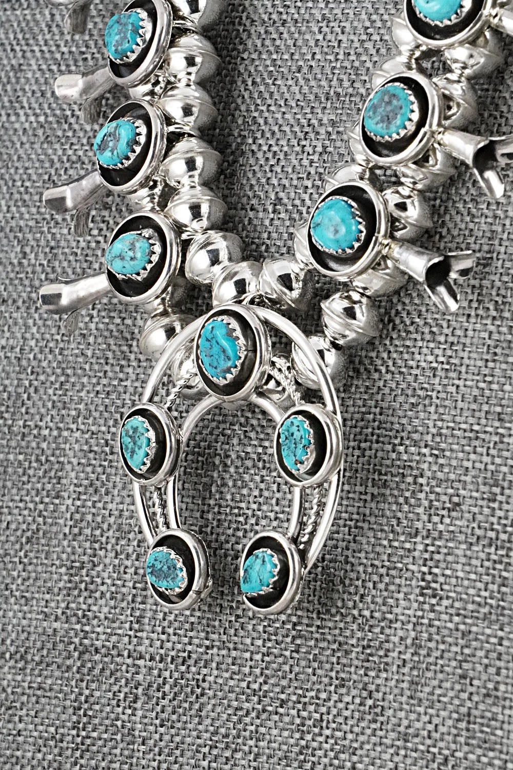 Turquoise & Sterling Silver Squash Blossom Set - Phil Garcia