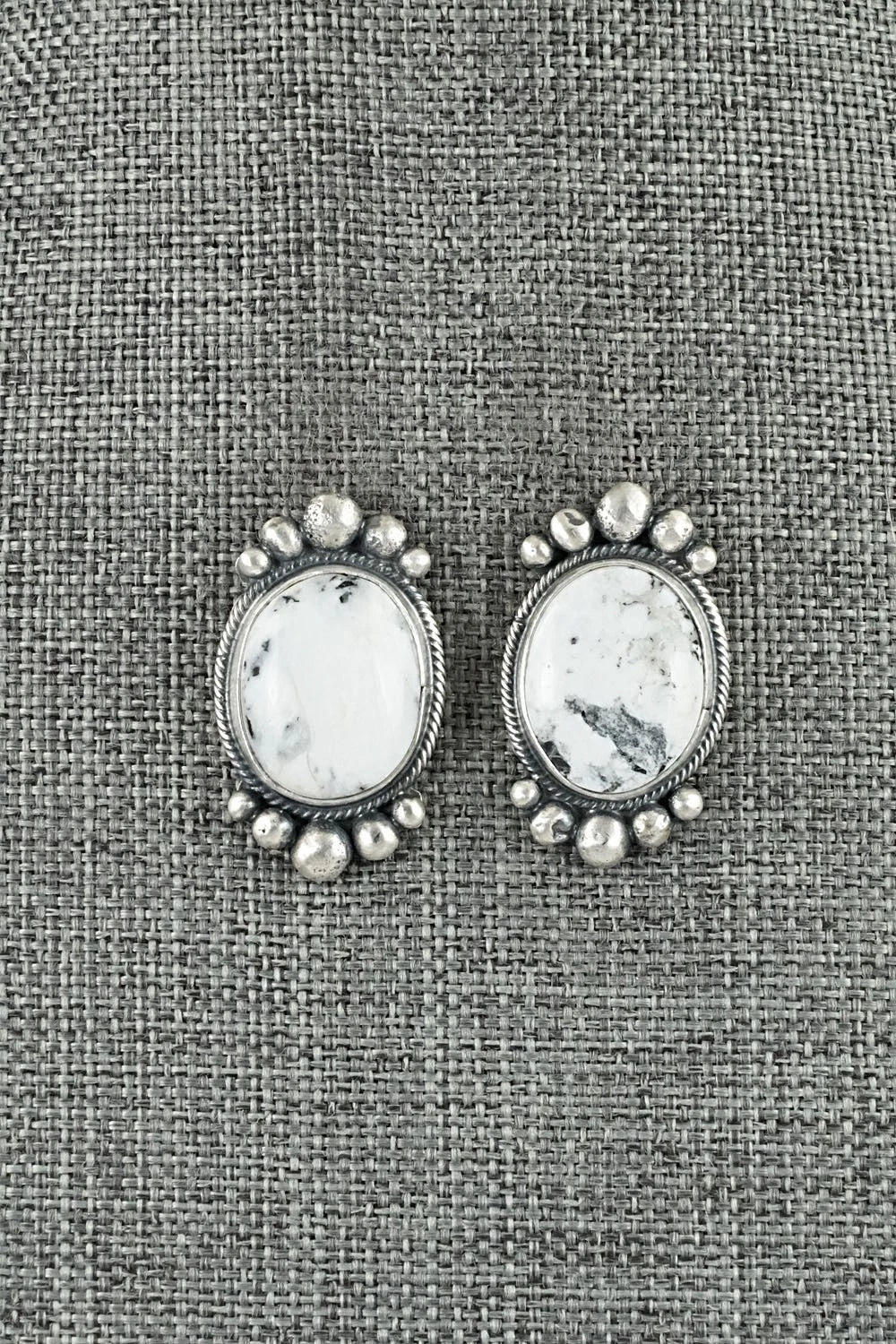 White Buffalo & Sterling Silver Squash Blossom Set - Darrin Livingston