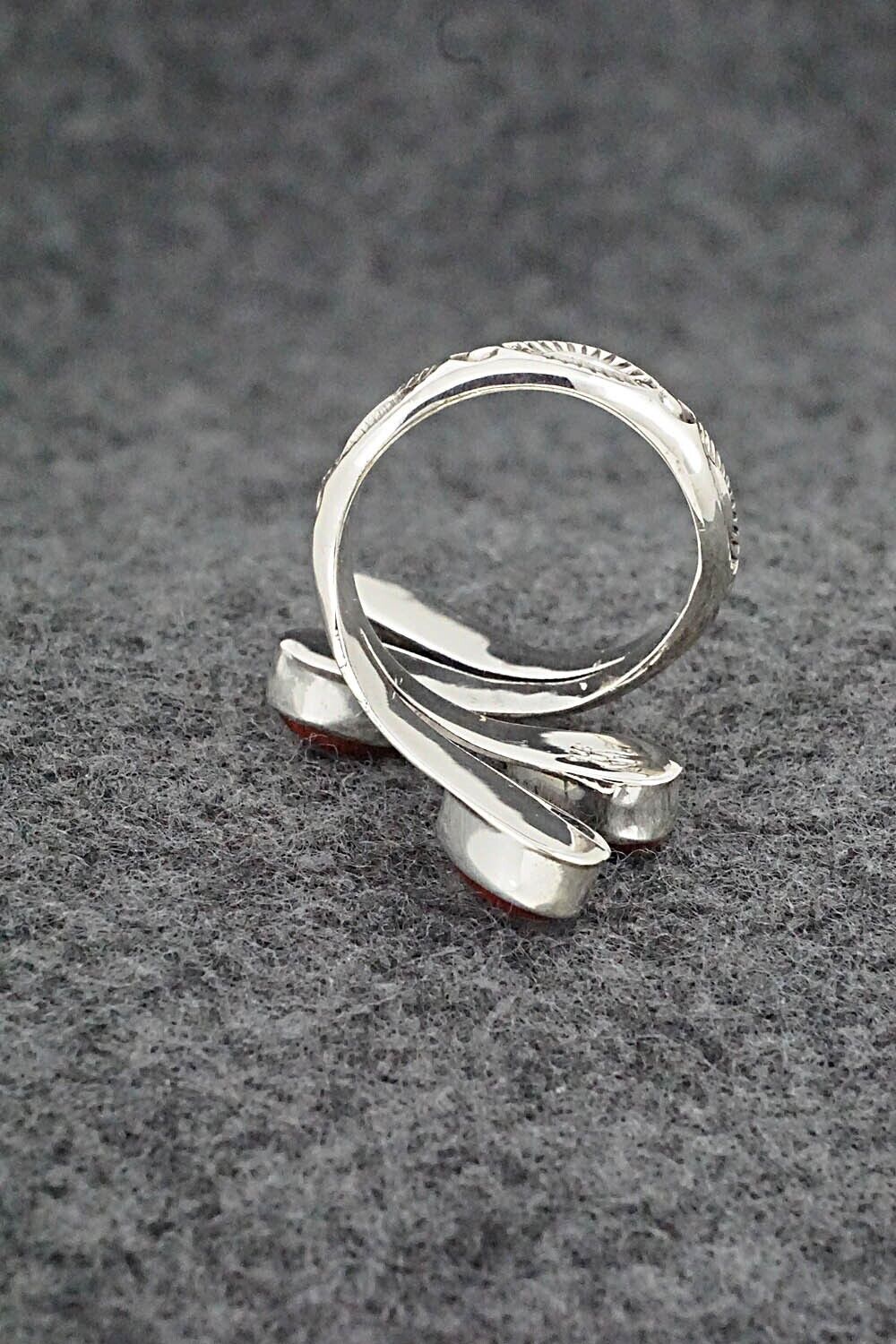 Coral & Sterling Silver Ring - Thomas Yazzie - Size 6.5