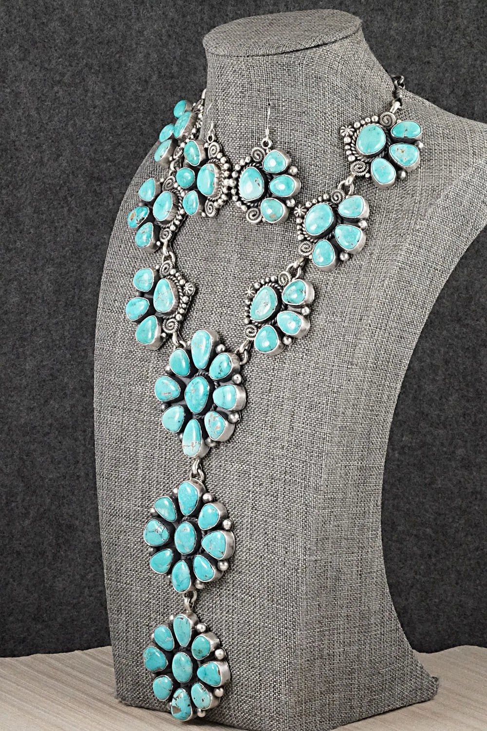 Turquoise & Sterling Silver Necklace and Earrings Set - Rosita Calladitto