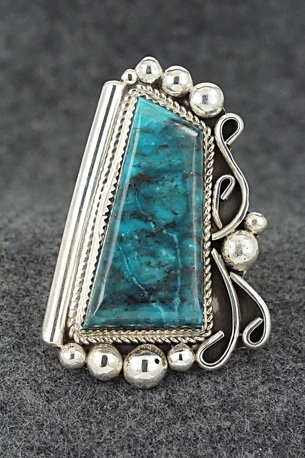 Turquoise and Sterling Silver Ring - Ray Nez - Size 9 (Adj.)