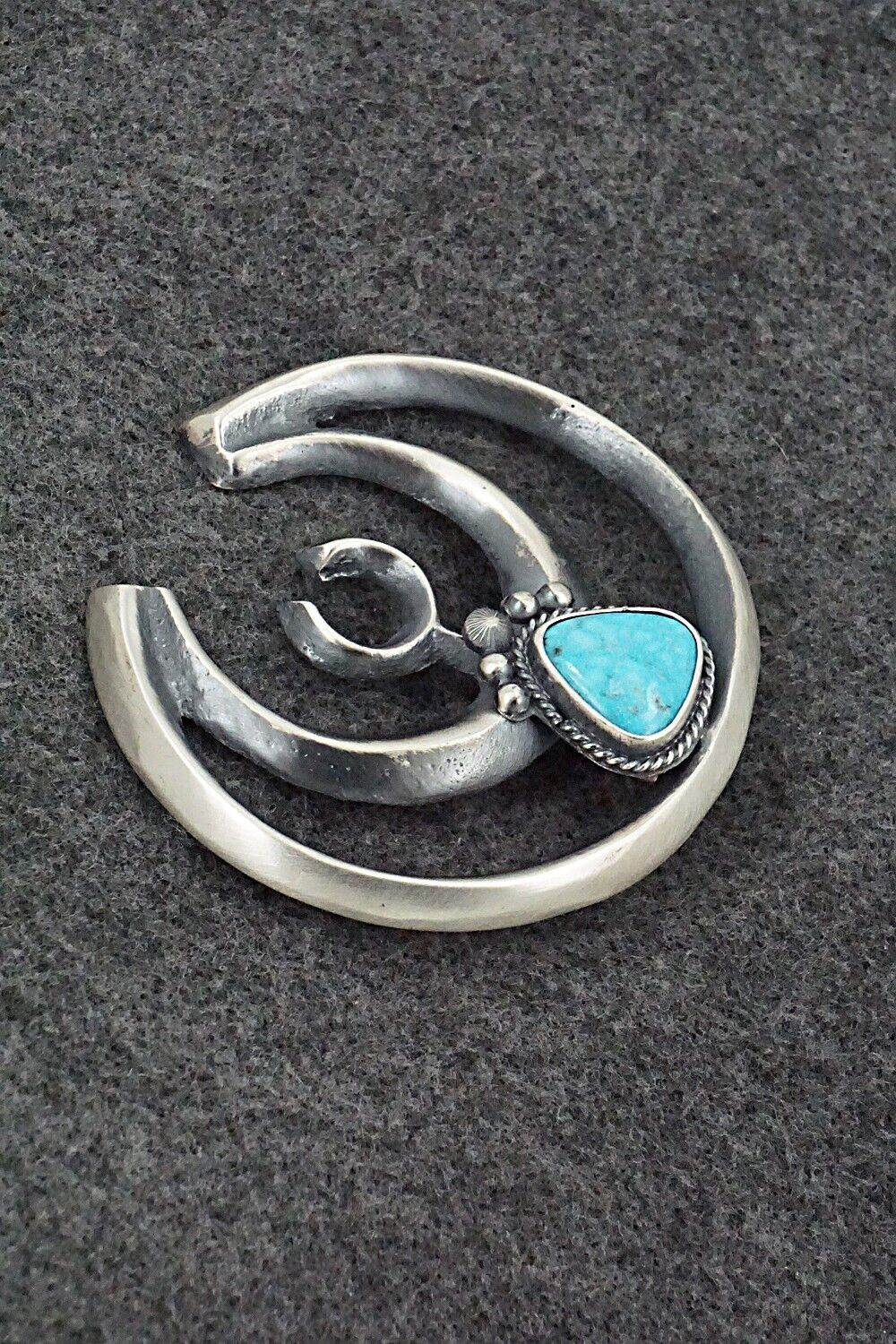 Turquoise & Sterling Silver Naja Pendant - Harrison Bitsue