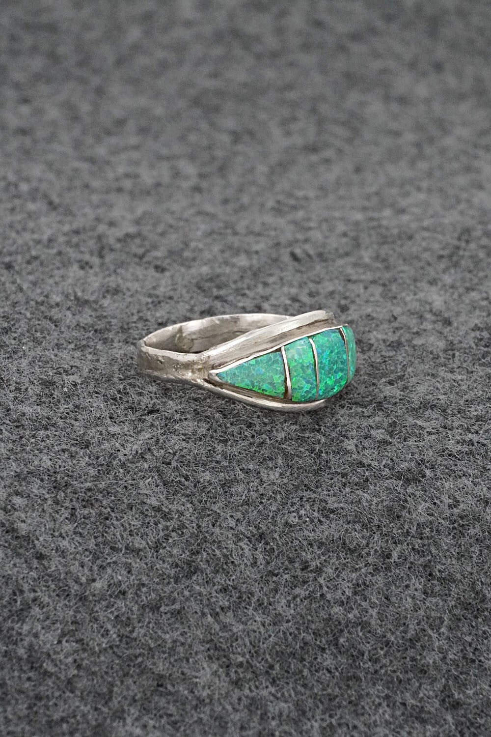 Opalite & Sterling Silver Inlay Ring - Ola Eriacho - Size 7