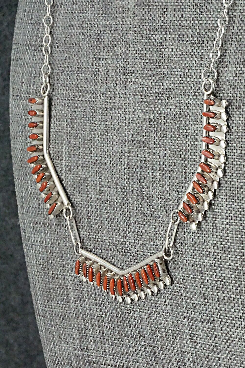 Coral & Sterling Silver Necklace Set - M. Solomon