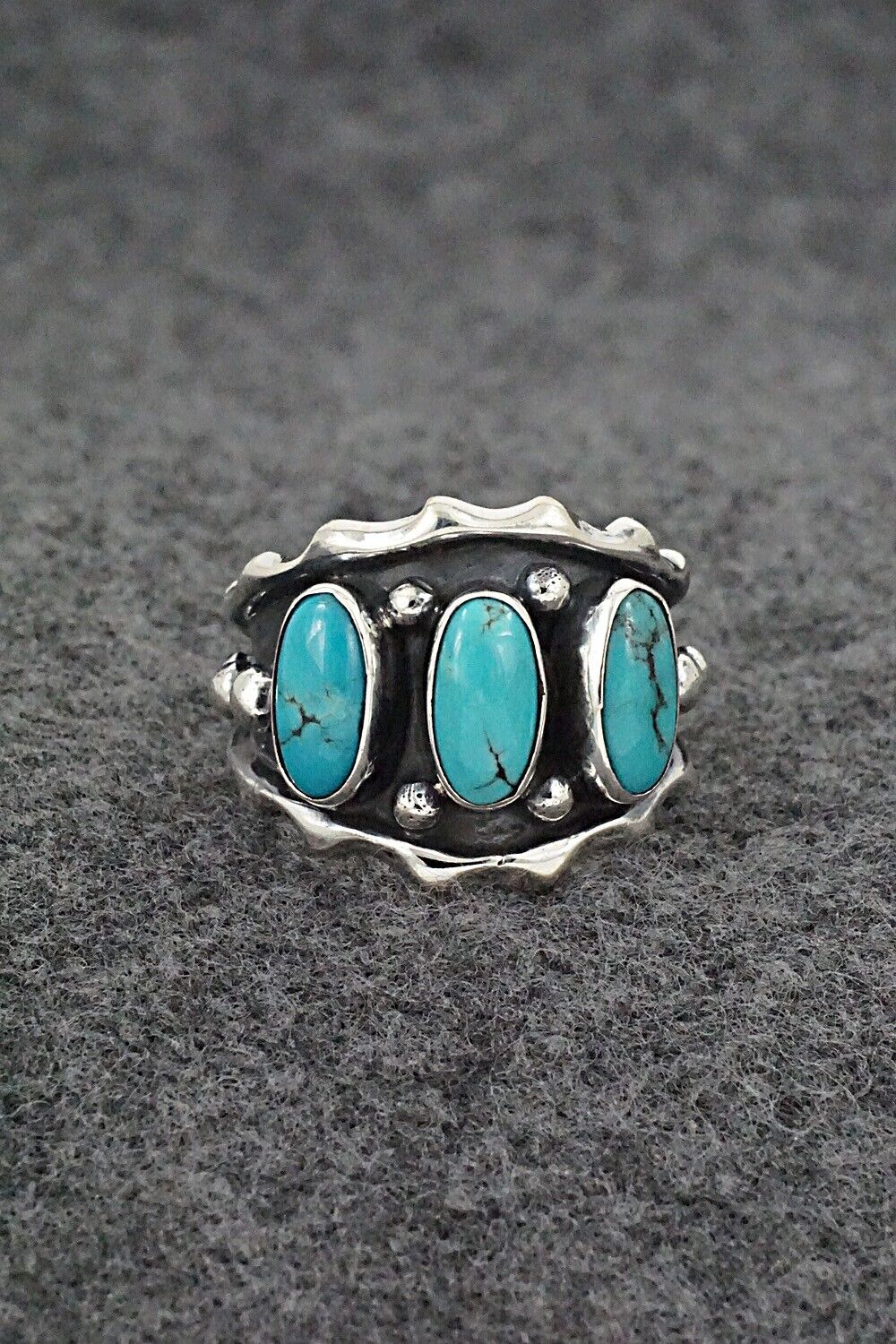 Turquoise & Sterling Silver Ring - Andrew Vandever - Size 9