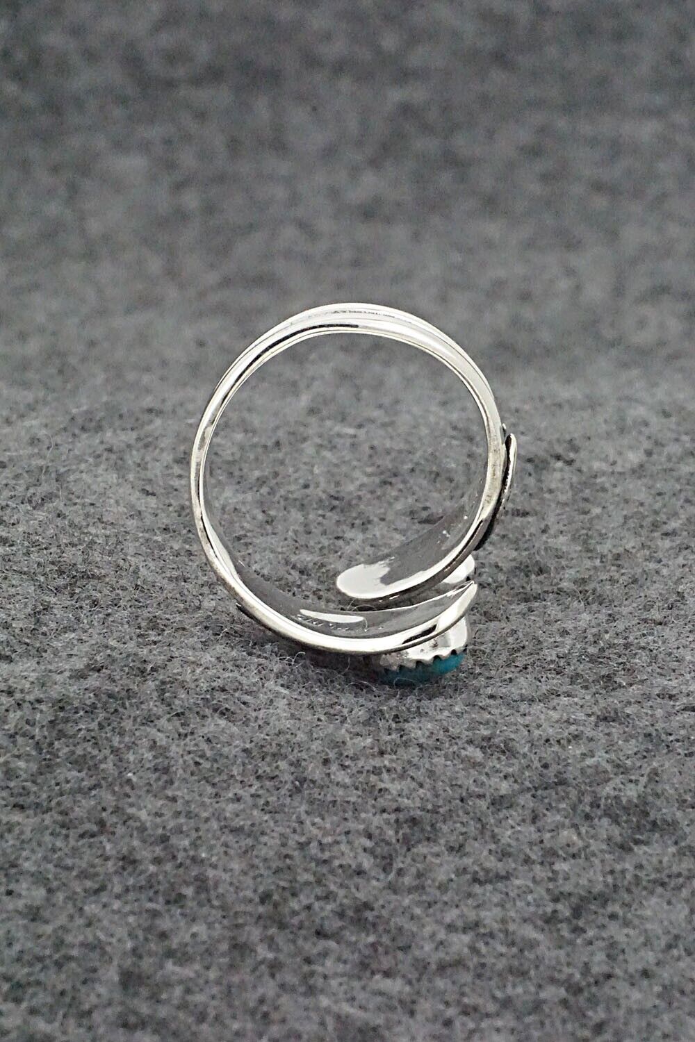 Turquoise, Coral & Sterling Silver Ring - Angela Platero - Size 10
