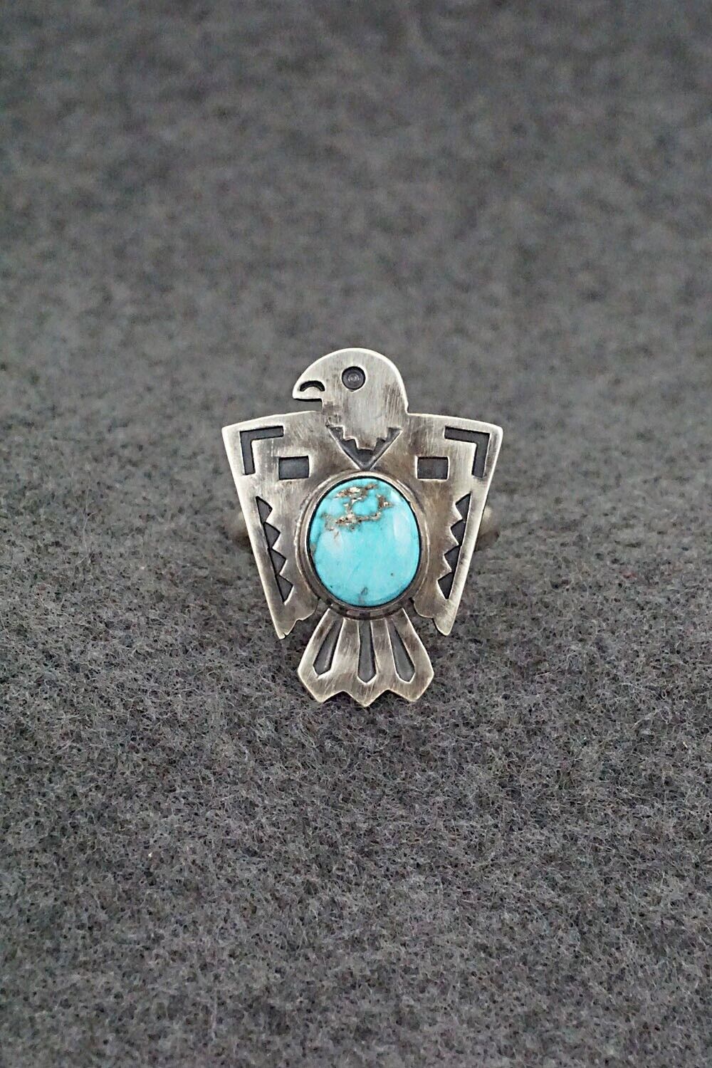 Turquoise and Sterling Silver Ring - Raymond Coriz - Size 8