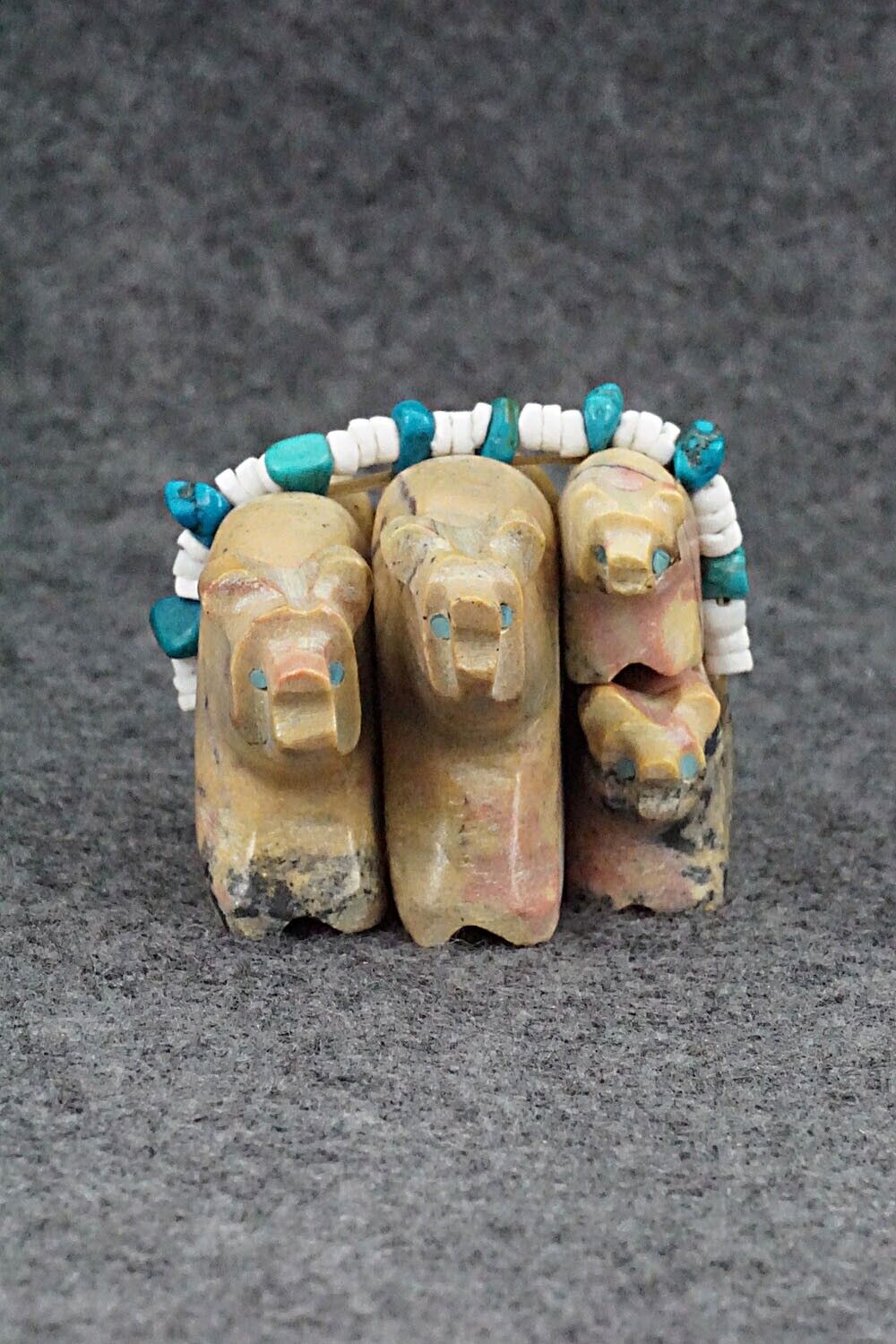 Bear Family Zuni Fetish Carving - Tim Lementino