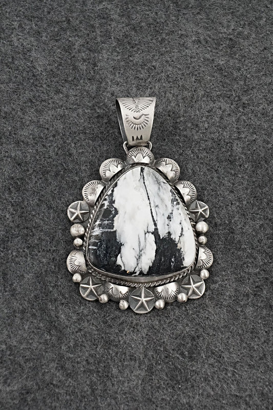 White Buffalo & Sterling Silver Pendant - Vernon Johnson