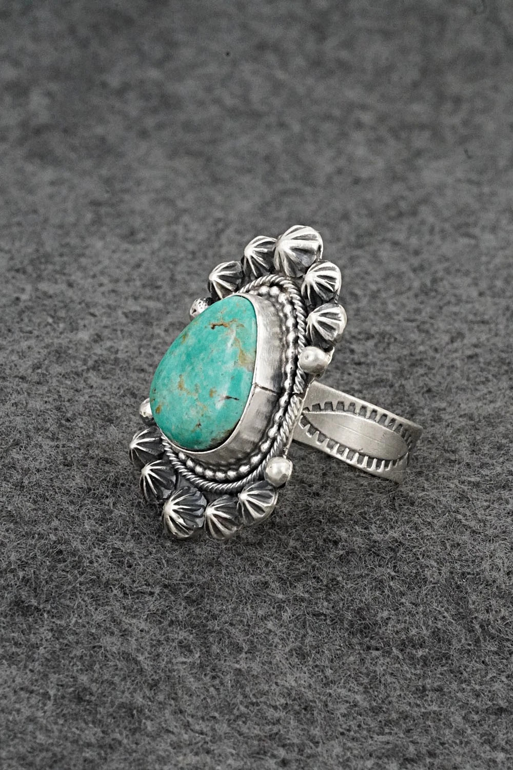 Turquoise & Sterling Silver Ring - Cordell Platero - Size Adjustable
