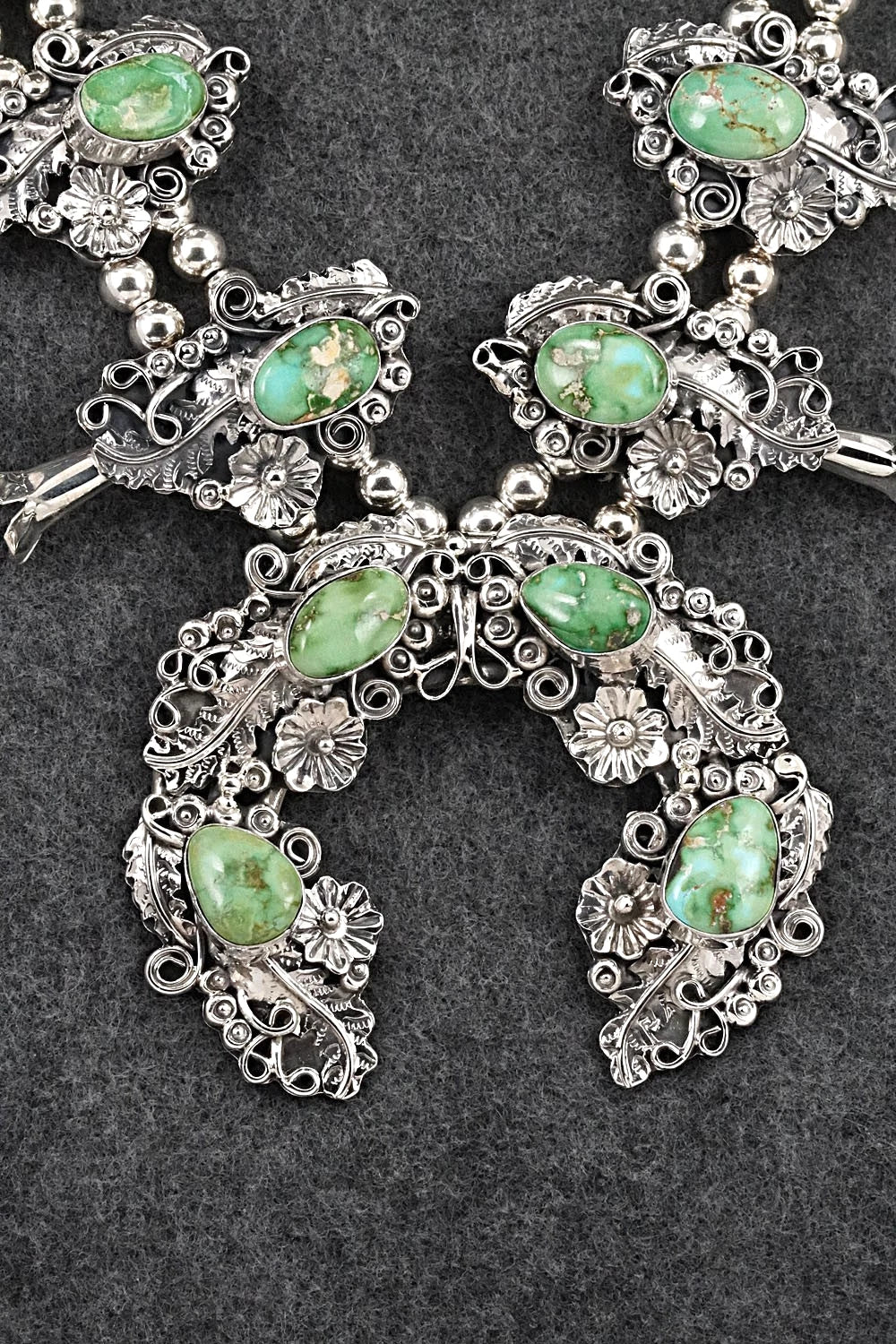 Turquoise & Sterling Silver Squash Blossom Set - Harry B. Yazzie