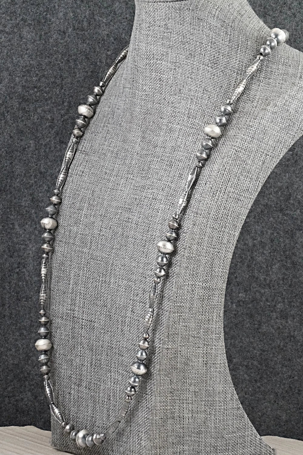Sterling Silver Navajo Pearl Necklace 28" - Vintage
