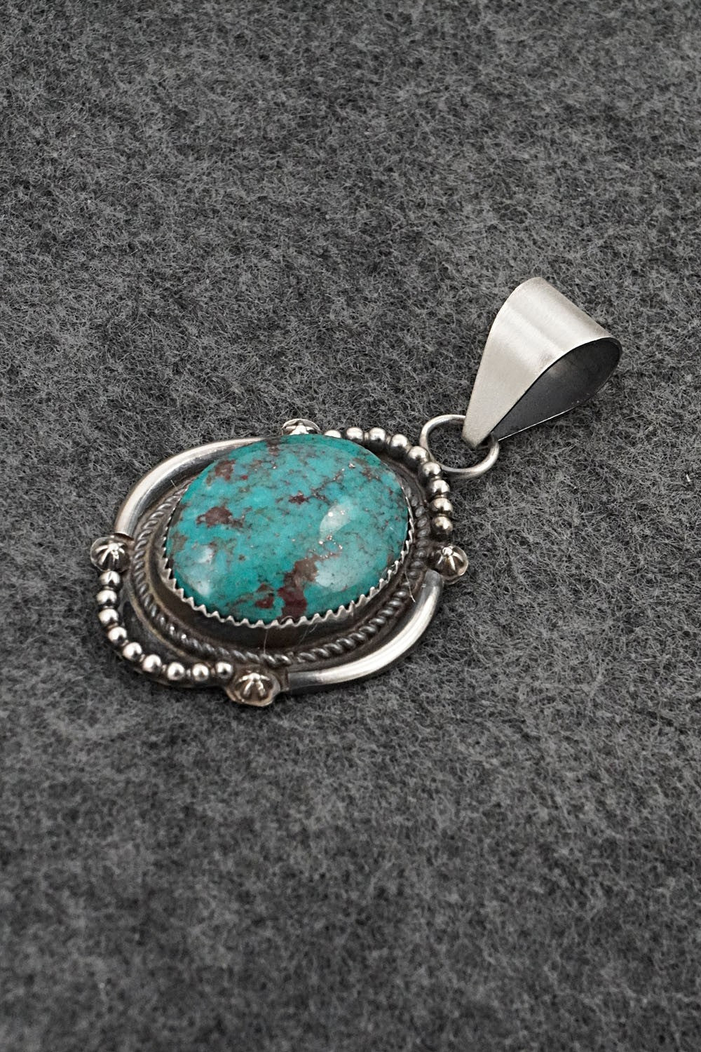 Turquoise and Sterling Silver Pendant - Leslie Nez