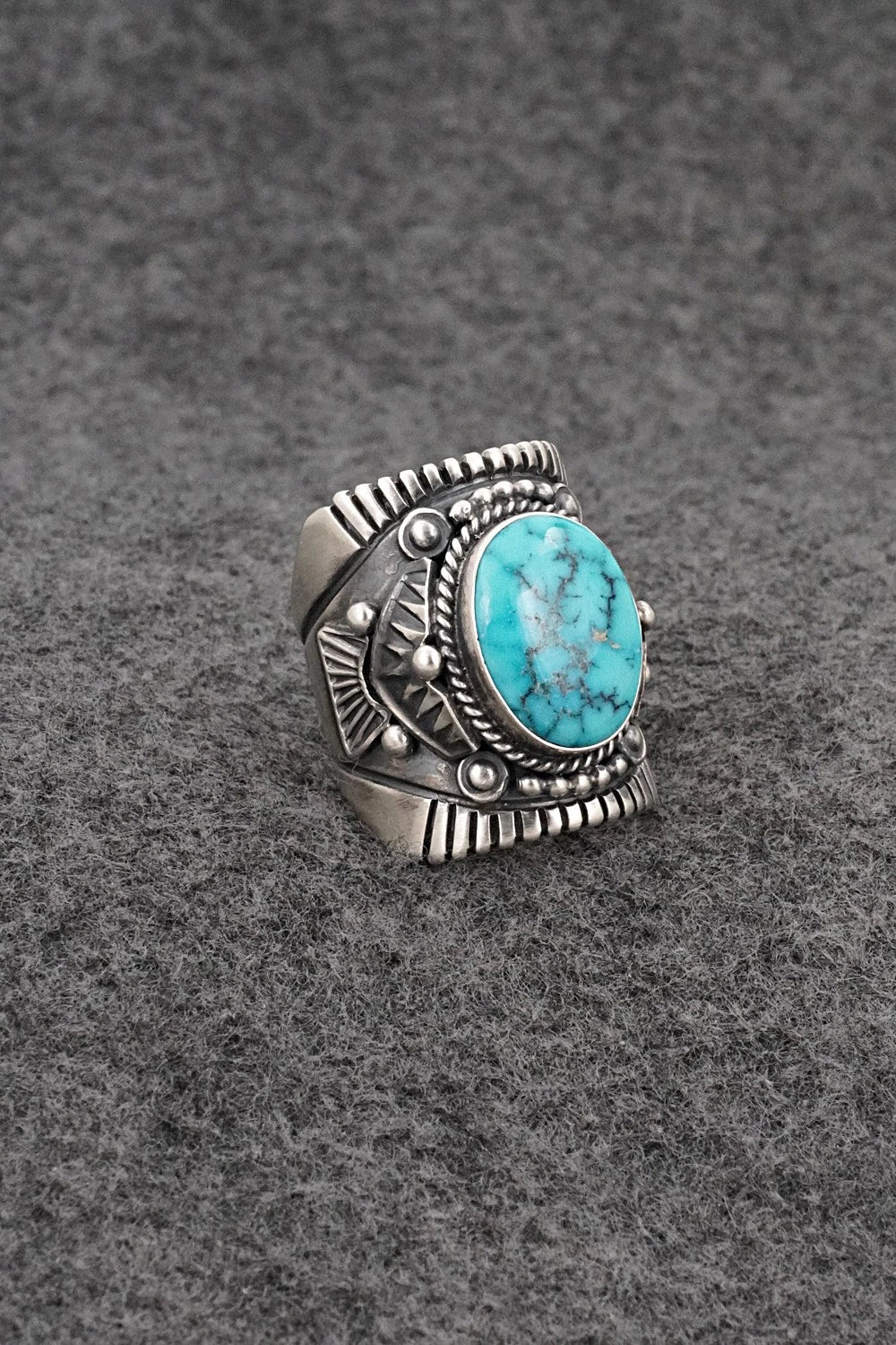Turquoise & Sterling Silver Ring - Derrick Gordon - Size 7.5