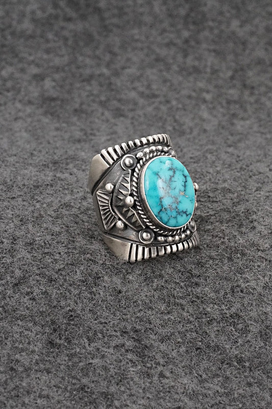Turquoise & Sterling Silver Ring - Derrick Gordon - Size 7.5