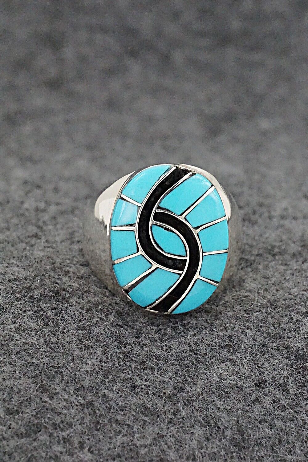 Turquoise & Sterling Silver Inlay Ring - Amy Wesley - Size 9