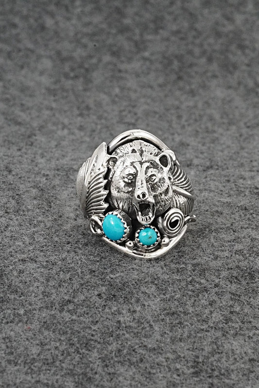 Turquoise & Sterling Silver Ring - Darrell Morgan - Size 10