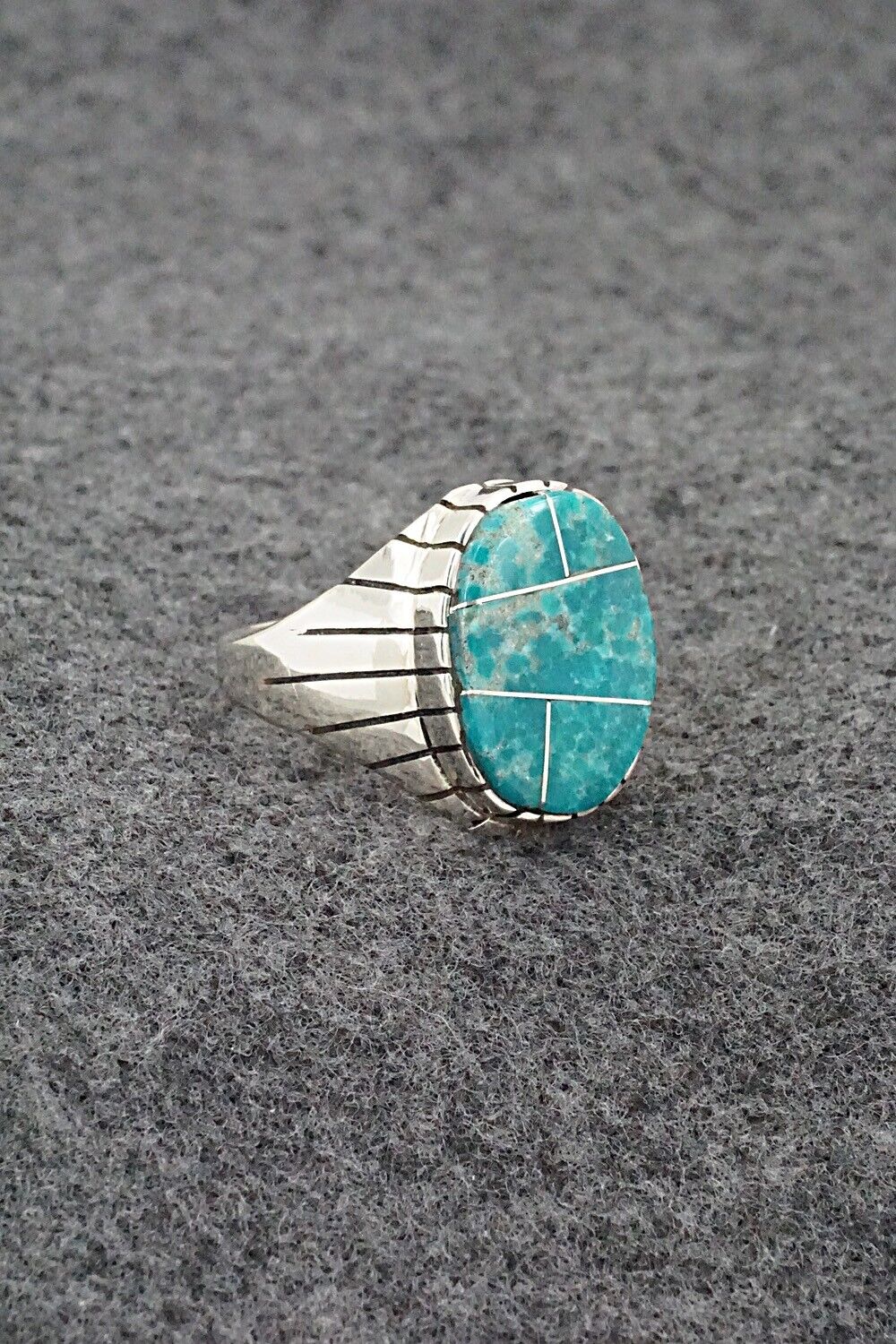 Turquoise & Sterling Silver Ring - Trevor Jack - Size 12