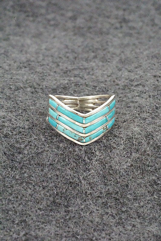 Turquoise & Sterling Silver Ring - Andrew Enrico - Size 9