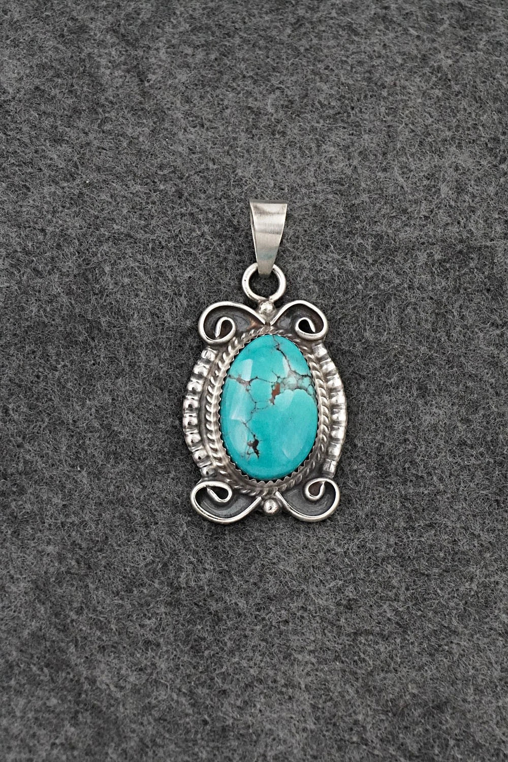 Turquoise and Sterling Silver Pendant - Leslie Nez