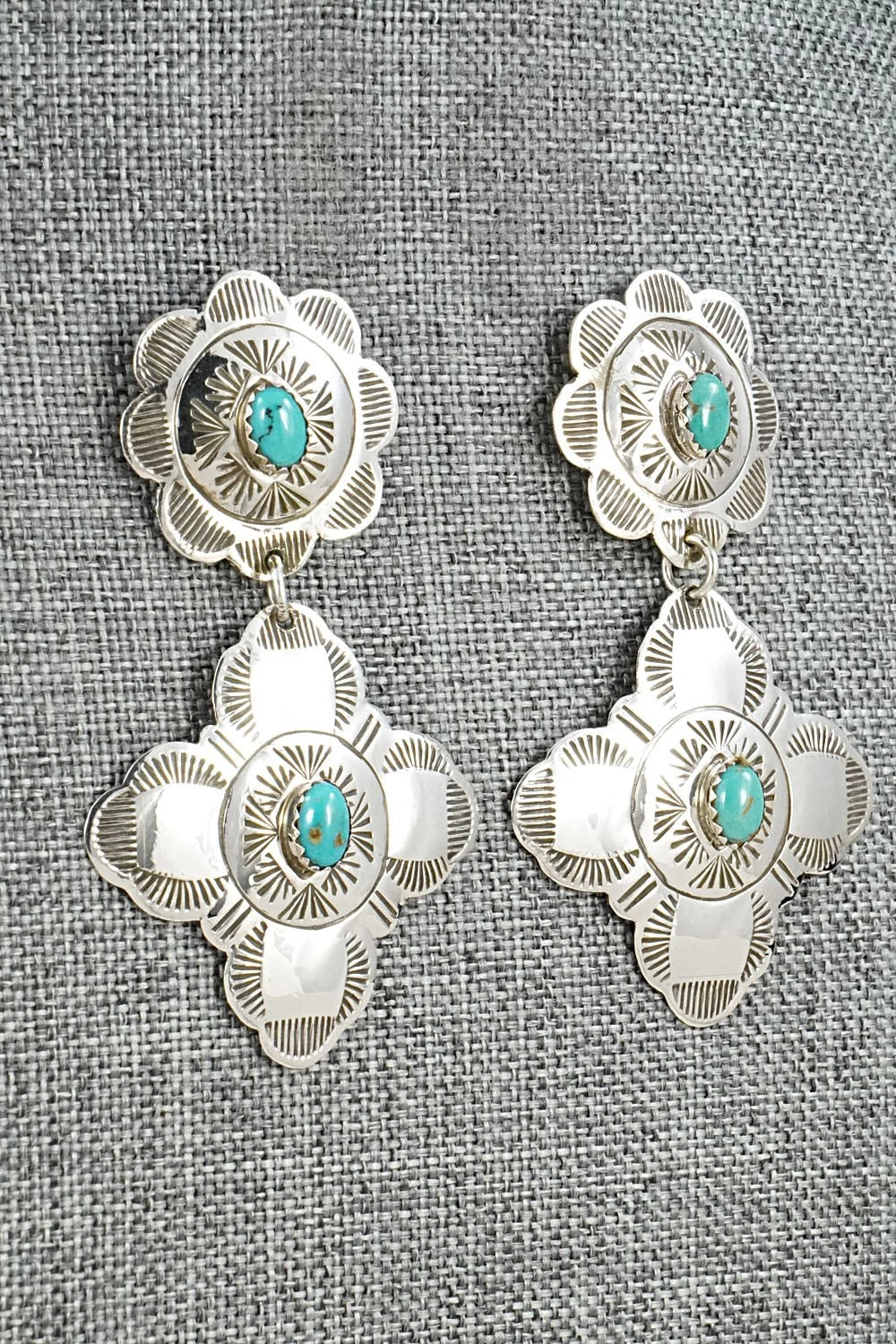 Turquoise & Sterling Silver Earrings - Bertha Begay