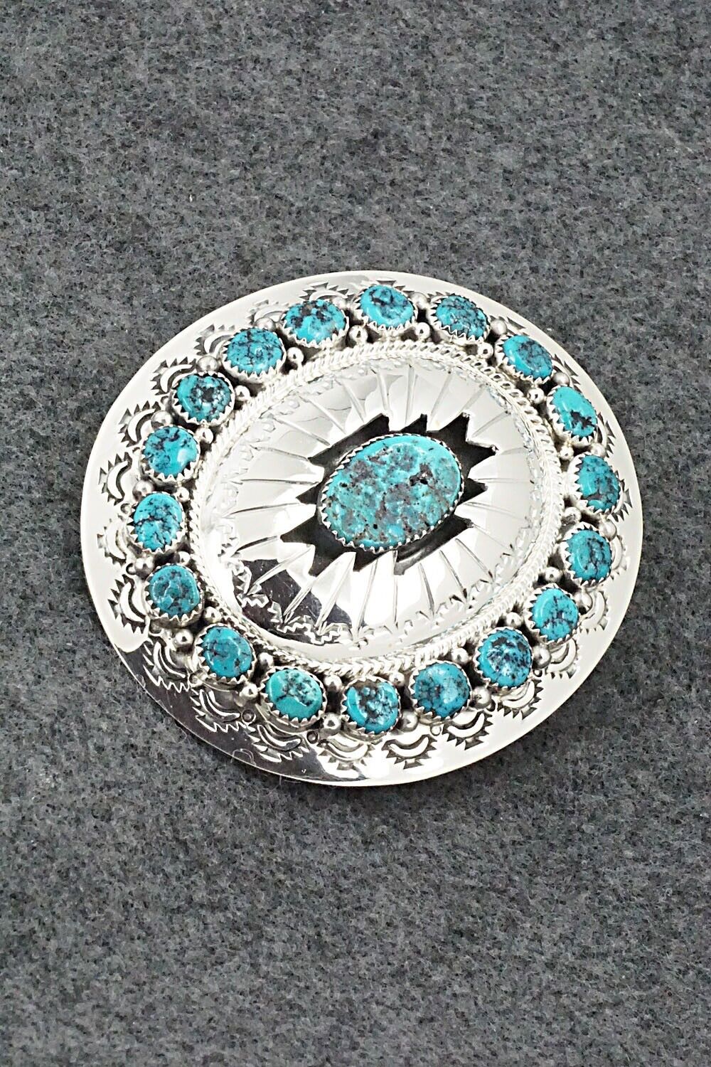Turquoise & Sterling Silver Belt Buckle - Wilbert Muskett Sr.