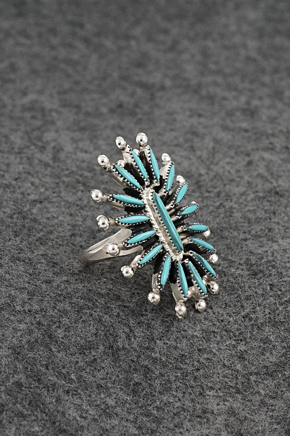 Turquoise & Sterling Silver Ring - Jack Etsate - Size 7.5