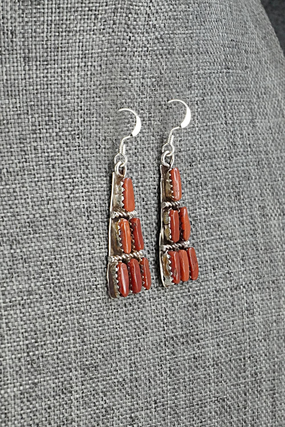 Coral & Sterling Silver Pendant and Earrings Set - Evangeline Tsabetsaye