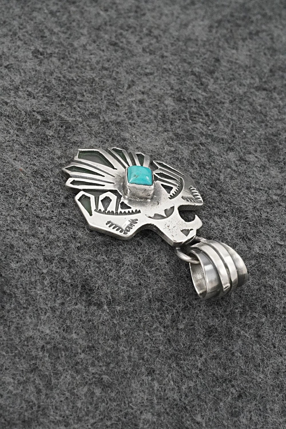 Turquoise & Sterling Silver Pendant - Jerold Joe