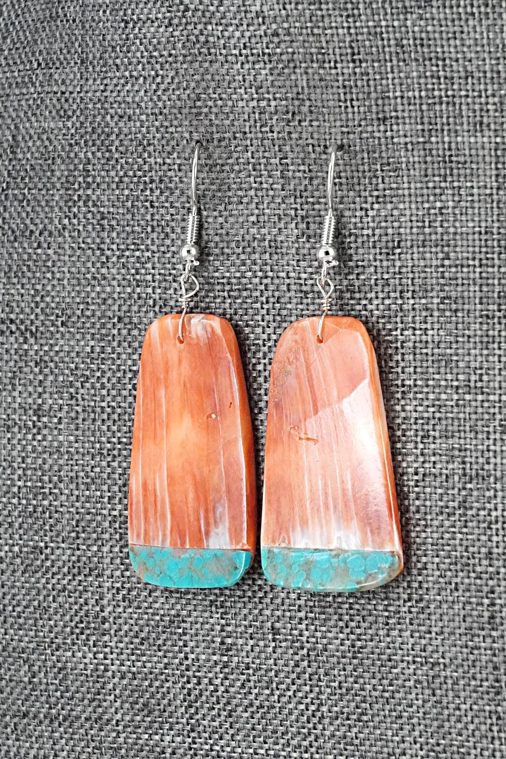 Spiny Oyster, Turquoise & Sterling Silver Earrings - Louise Pete