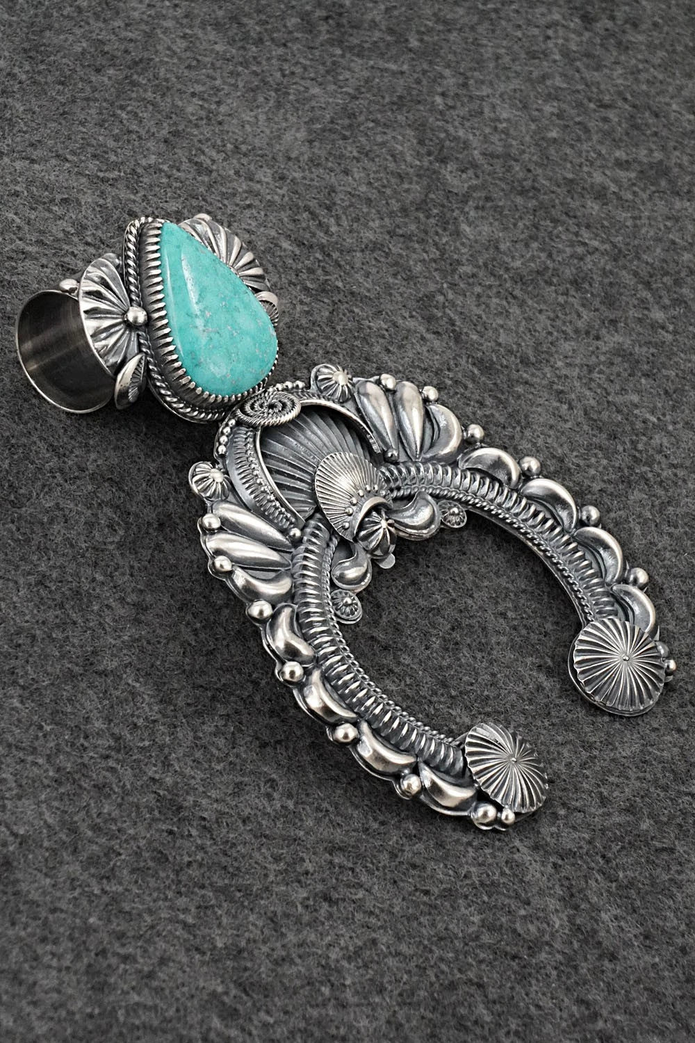 Turquoise & Sterling Silver Naja Pendant - Delbert Gordon