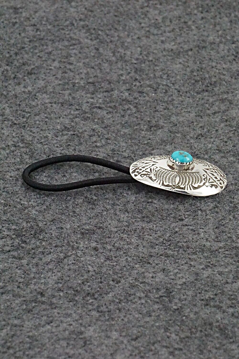 Turquoise & Sterling Silver Hair Tie - Shirley Skeets