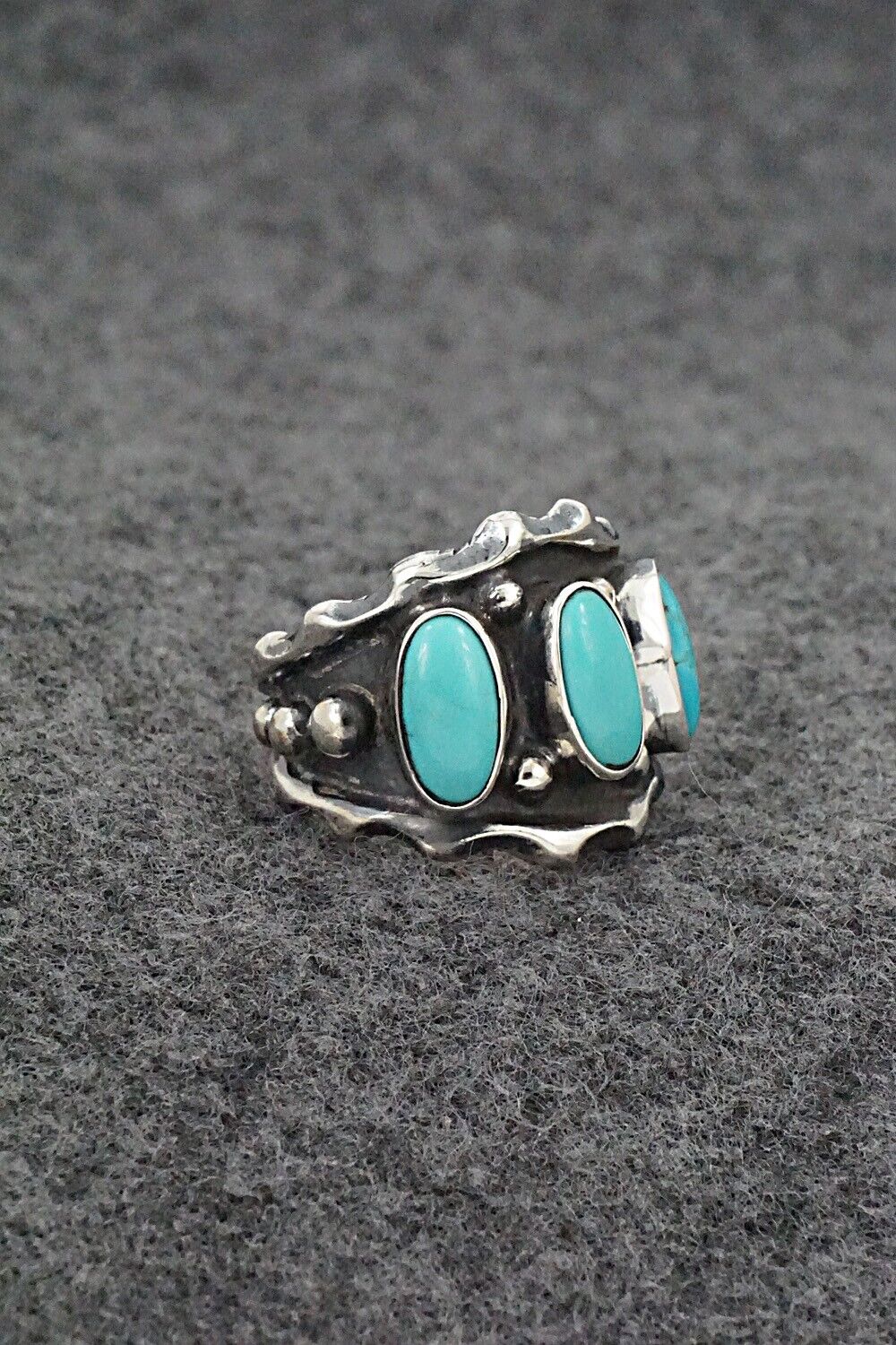 Turquoise & Sterling Silver Ring - Andrew Vandever - Size 6.5