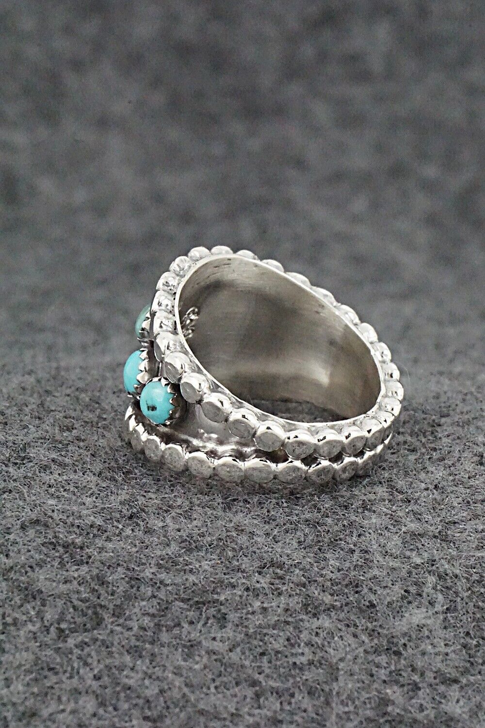 Turquoise & Sterling Silver Ring - Kenny Lonjose - Size 9