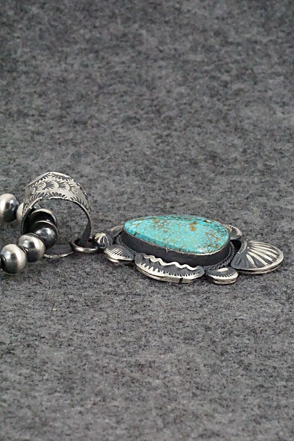 Turquoise and Sterling Silver Necklace - Gilbert Tom