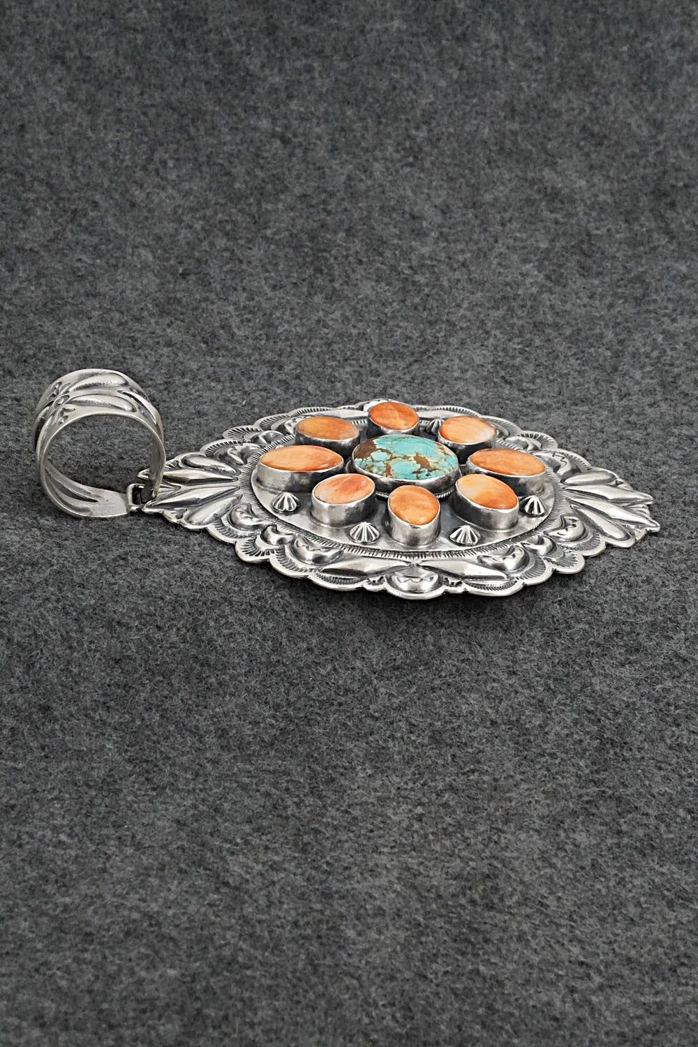 Turquoise, Spiny Oyster & Sterling Silver Pendant - Randy Boyd