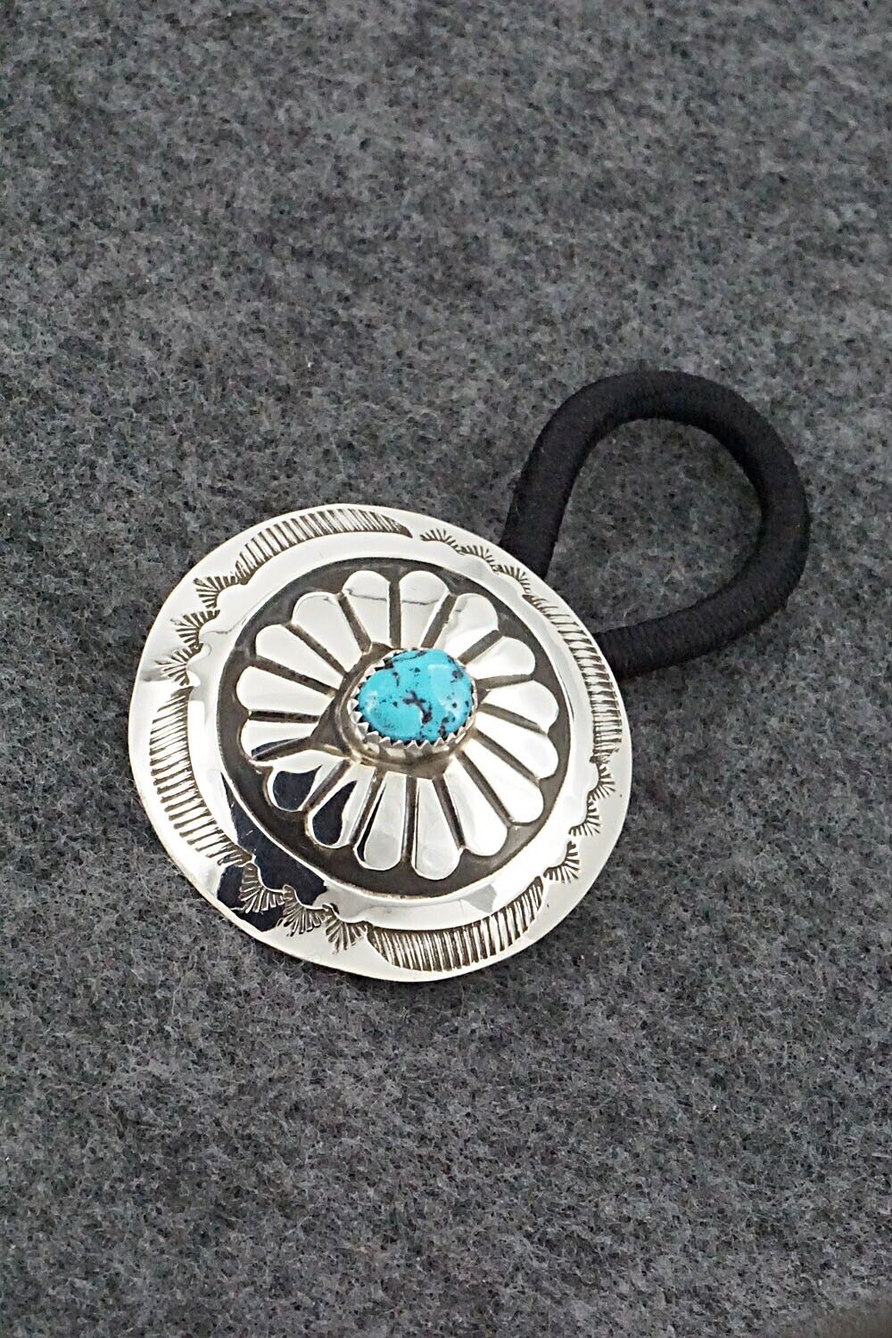 Turquoise & Sterling Silver Hair Tie - Jolene Begay