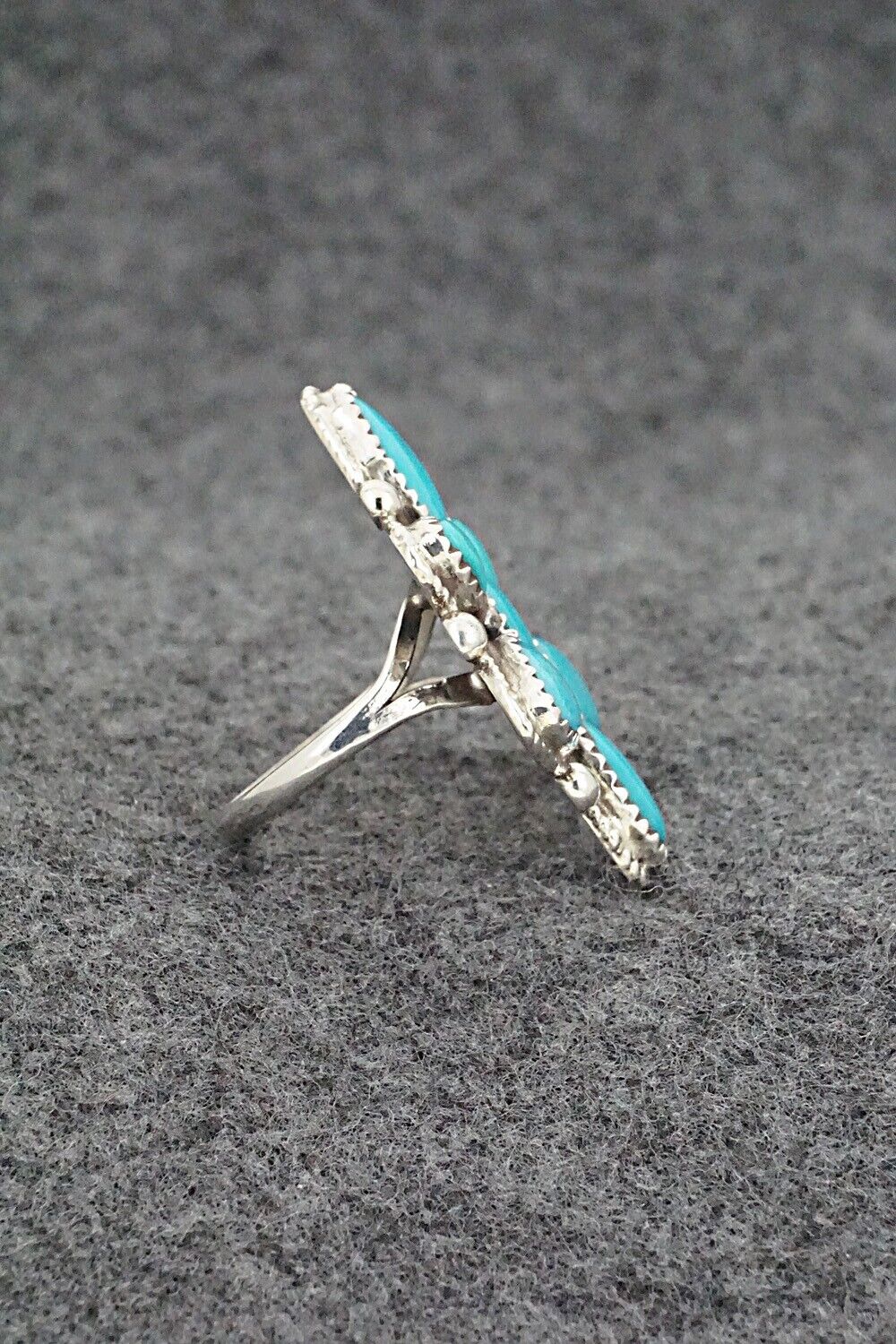 Turquoise & Sterling Silver Ring - Ernest Hawthorne - Size 8