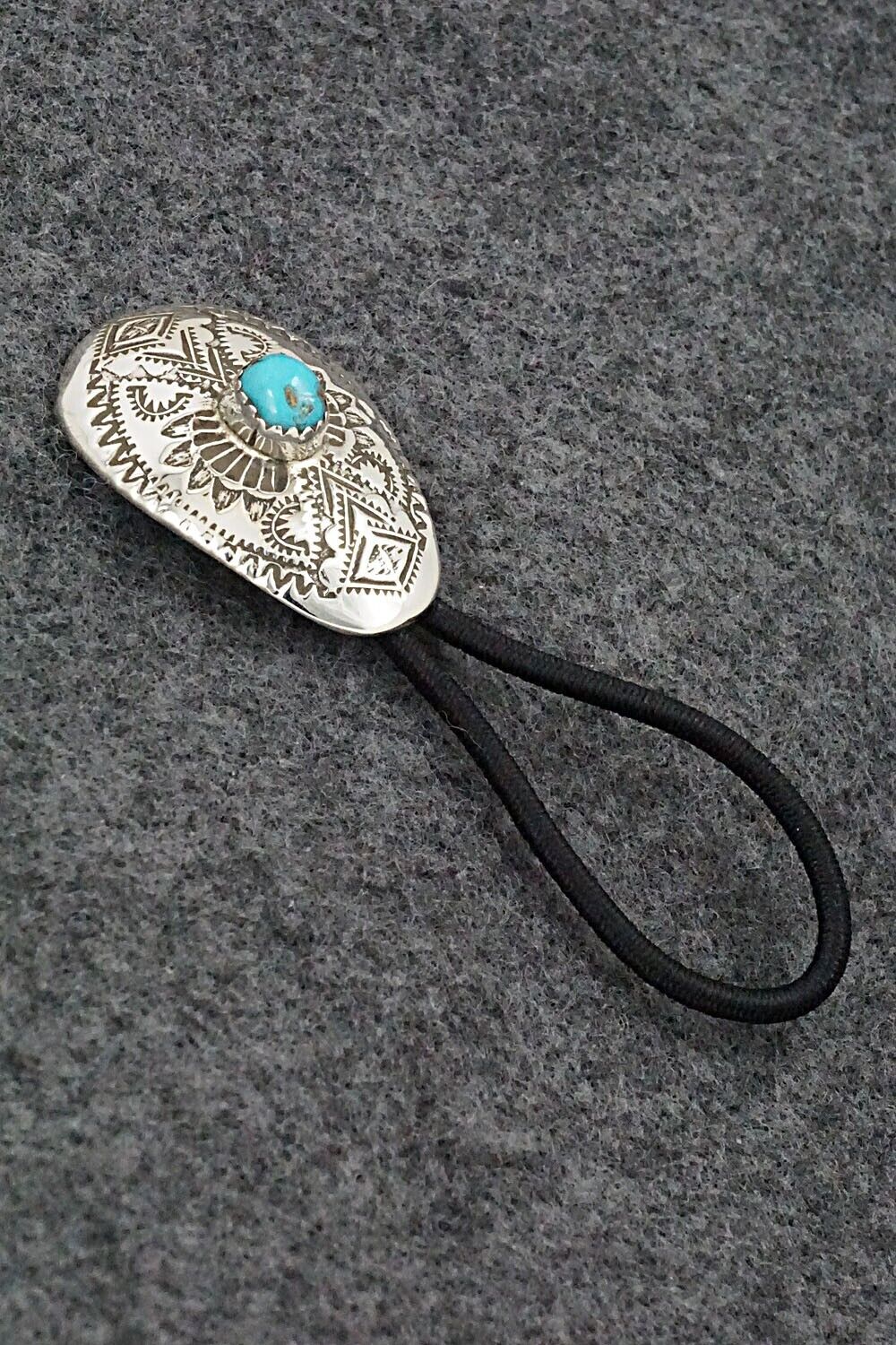 Turquoise & Sterling Silver Hair Tie - Shirley Skeets