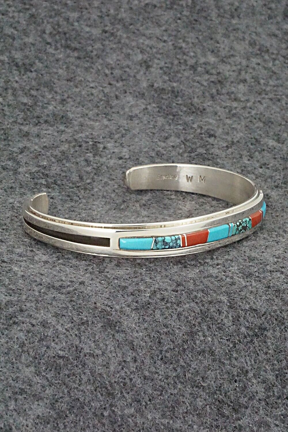 Turquoise, Coral & Sterling Silver Bracelet - Wilbert Muskett