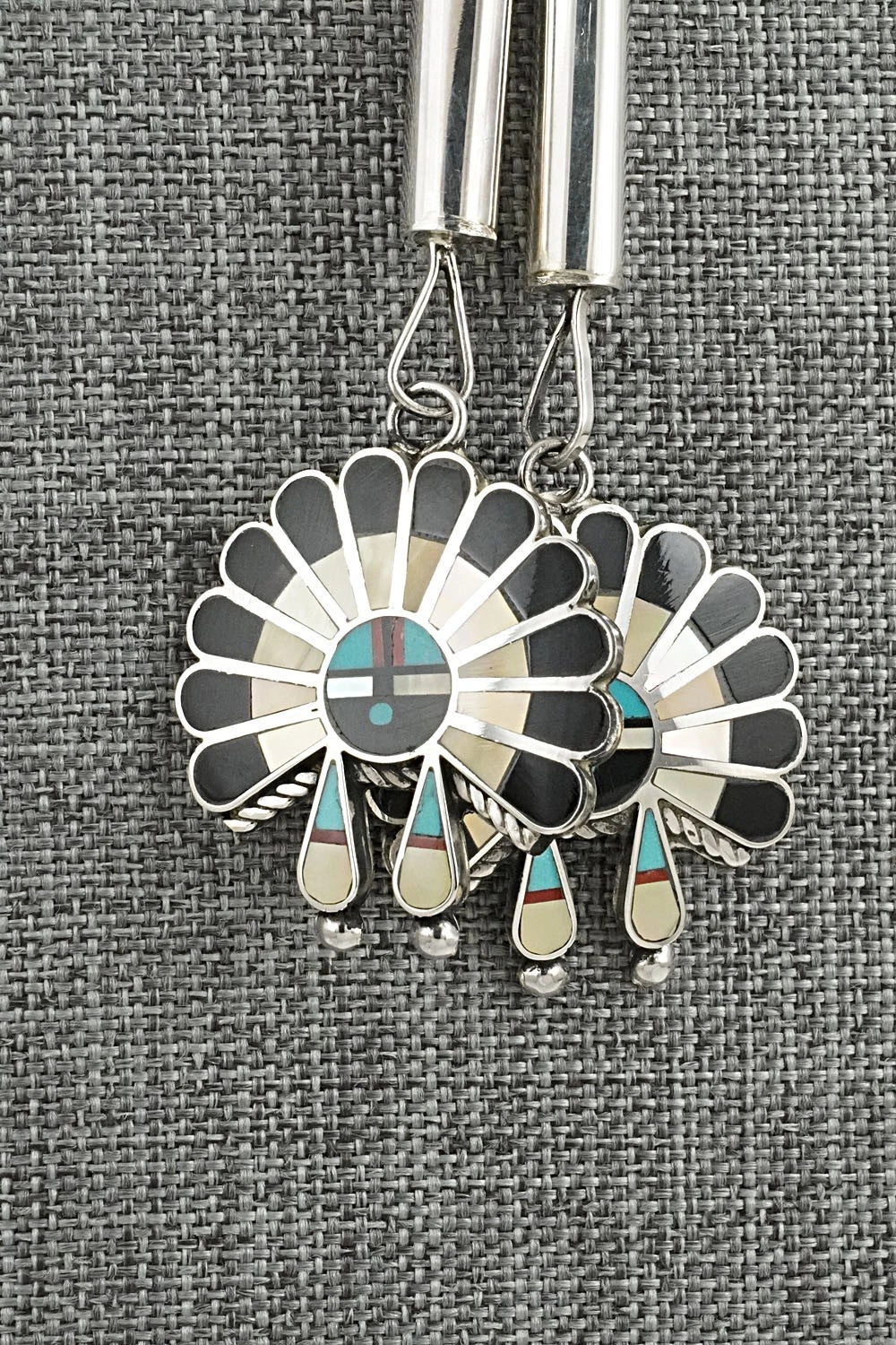 Multi-Stone & Sterling Silver Inlay Bolo Tie - April Unkestine